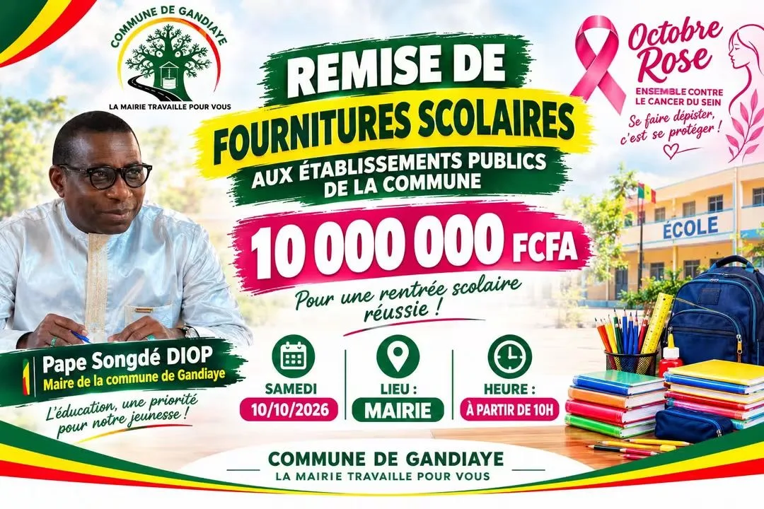 Cérémonie sobre de remise de fournitures scolaires d’une valeur de 10 000 000 FCFA au profit des établissements publics de la commune.